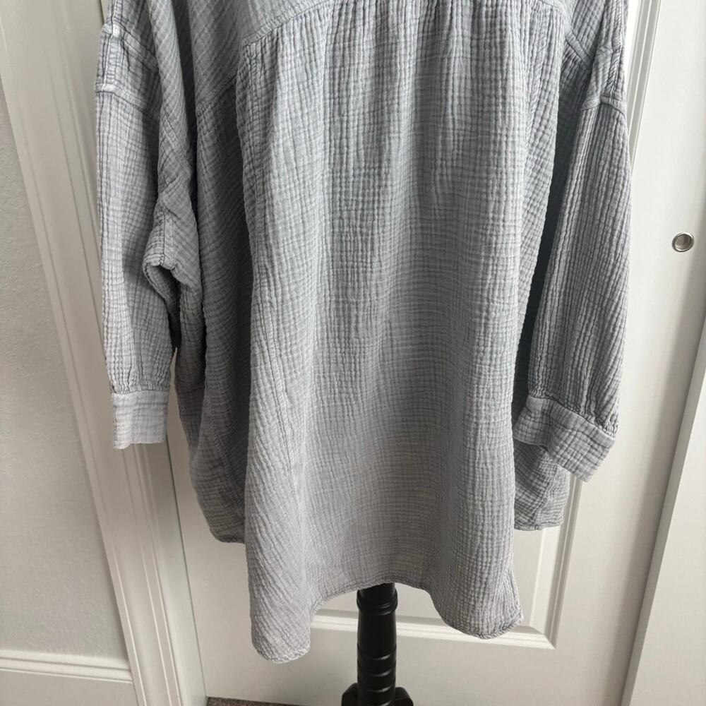 Talulah Gray Gauze Cotton Tunic Shirt Small Oversized Boho Lagenlook Henly Top - Picture 8 of 11